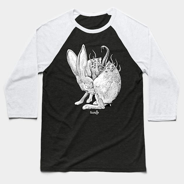 Creepy Rabbit Baseball T-Shirt by EmptyIs